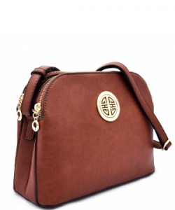 Messenger Handbag Design Faux Leather Classic Style WU040 NC COFFEE